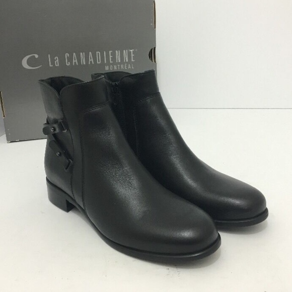 La Canadienne Waterproof Black Leather Ankle Boots - Picture 8 of 8